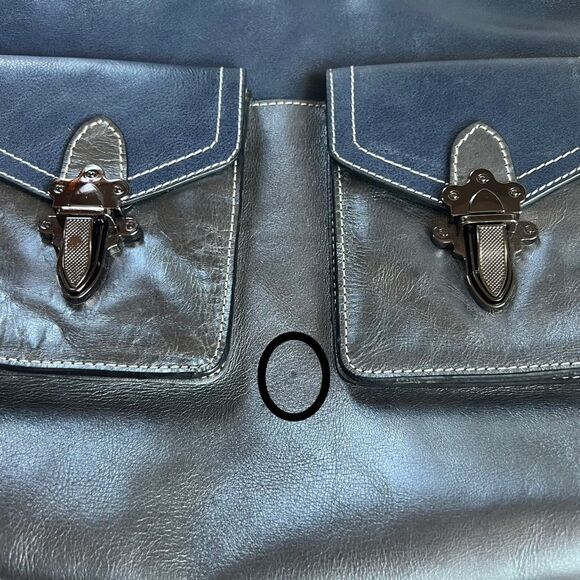 VTG Firenze Bella Marina Leather Oversized Front Pocket Hobo Shoulder Handbag - Picture 13 of 16